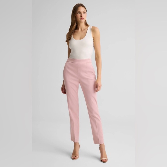St. John Wool Crepe Pale Pink Trousers Size Large - Picture 2 of 10